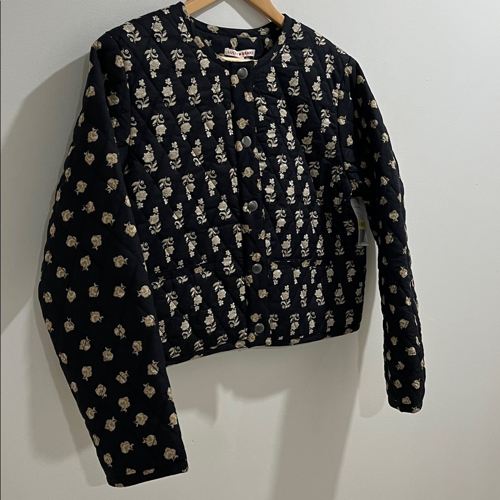 NWT Lucky Brand Women’s Quilted Jacket M Cotton Floral Print Boho Chic Casual